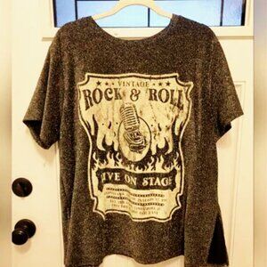 ARULA Vintage Rock & Roll METALLIC GLITTER Tee